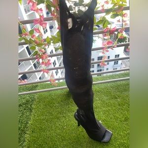 STEVE MADDEN
BEVERLEY PULL ON MESH OVER-THE-KNEE BOOTS- Black